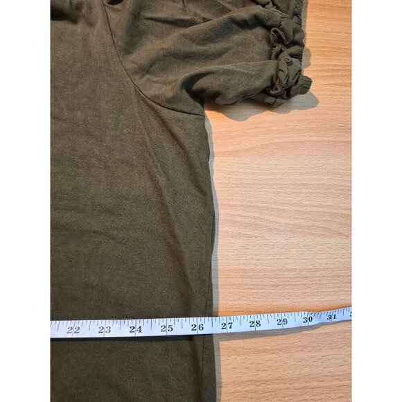 Eloquii Mini Dress 20 Olive Green Ruffle Breathable Casual Cotton Pullover Women - Picture 5 of 12